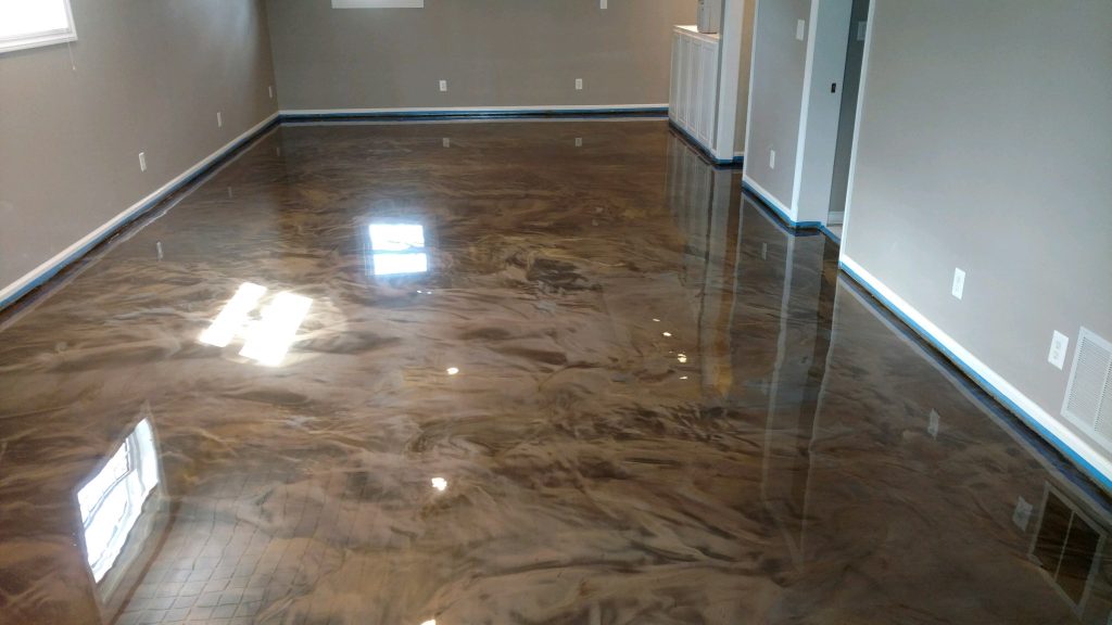 brown living room epoxy floor